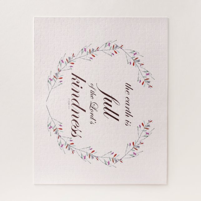 Psalm 33 Schrift Blumenreath Art Puzzle (Vertikal)