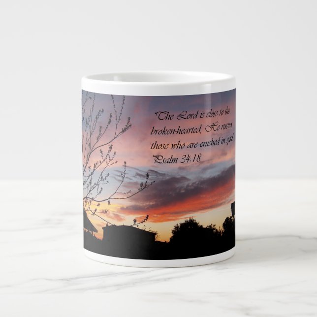 Psalm-34:18 Ermutigungs-Tasse Jumbo-Tasse (Vorderseite)