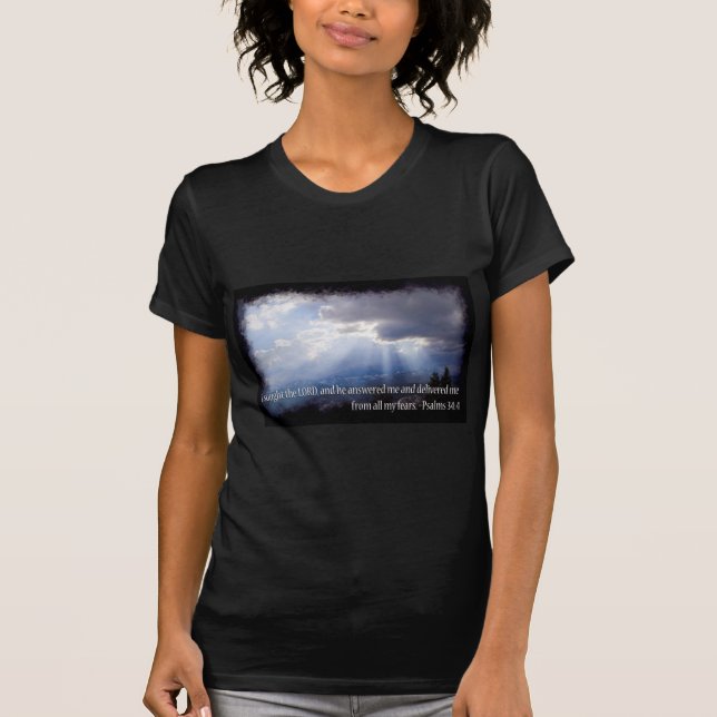 Psalm-34:4 auf Dunkelheit T-Shirt (Vorderseite)