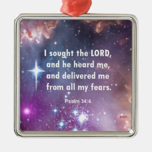 Psalm-34:4 Silbernes Ornament
