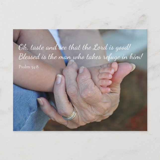 Psalm 34:8 Baby auf Oma's Lap Postcard Postkarte (Vorderseite)