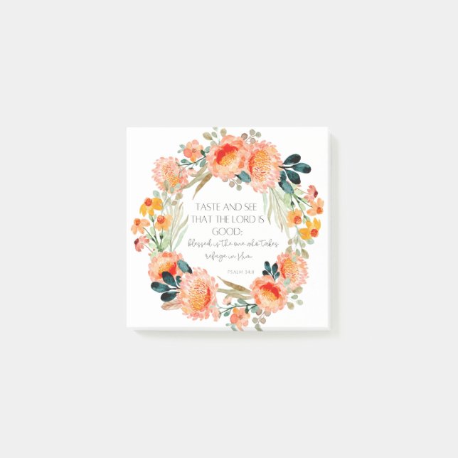 Psalm 34:8 Christliche Bibelverse Nachhinweise Post-it Klebezettel (Vorderseite)