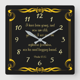Psalm 37:25 quadratische wanduhr