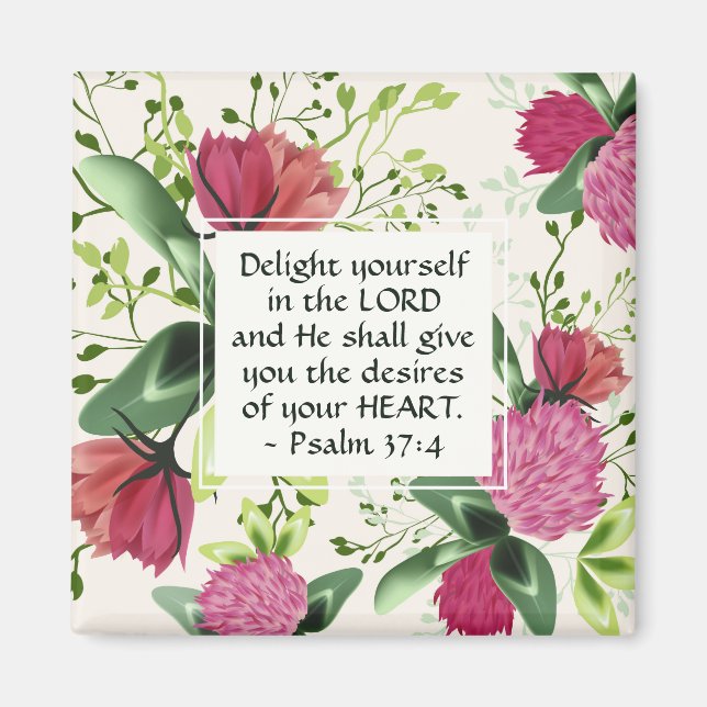 Psalm 37:4 Erfreuen Sie sich im Lord Clover Magnet (Vorne)