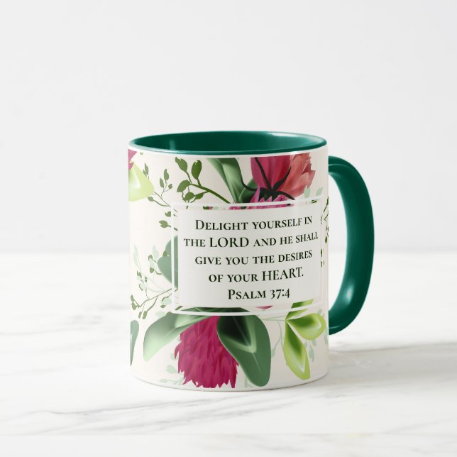 Psalm 37:4 Erfreuen Sie sich im Lord Clover Tasse (VorderseiteRechts)