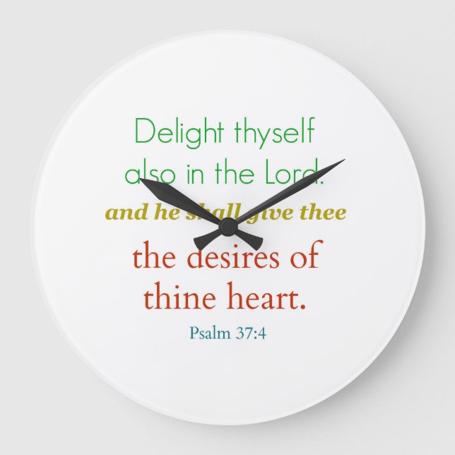 Psalm-37:4 "Freude…" Biblische Wanduhr (Vorderseite)