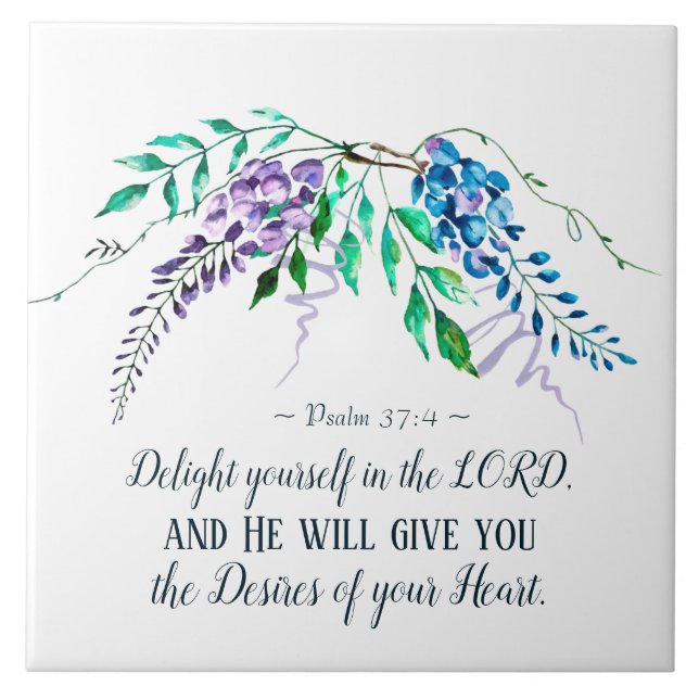 Psalm 37:4 Freut euch im Herrn, Bläserin Fliese (Vorderseite)