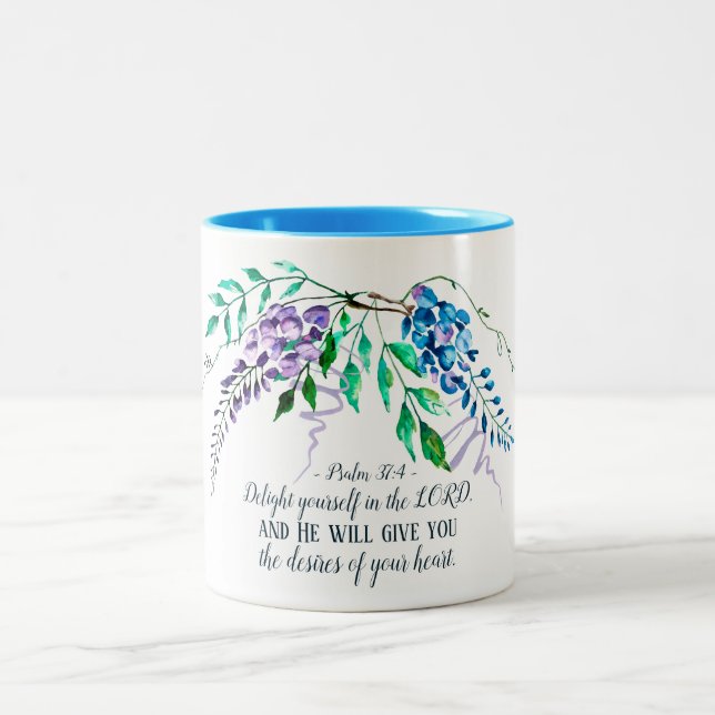 Psalm 37:4 Freut euch im Herrn, Bläserin Zweifarbige Tasse (Mittel)