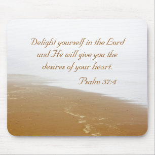 Psalm 37 Bibelverse und Sandy Ocean Beach Mousepad