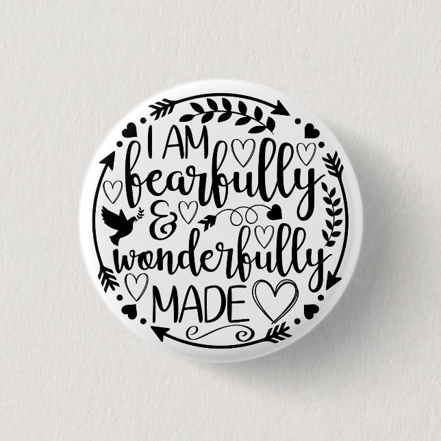 Psalm 39 Wunderbar gemacht Christliche Schrift  Button (Vorderseite)