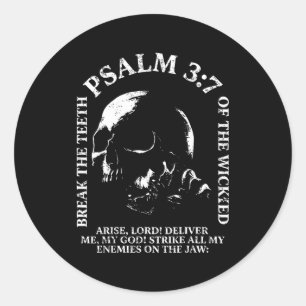 Psalm 3_7 Vintage-Totenkopf christlich religiöse B Runder Aufkleber