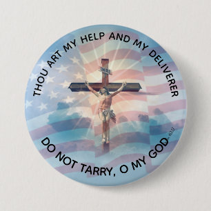 PSALM 40:17 AMERIKANISCHE FLAGGE JESUS CRUCIFIX SC BUTTON