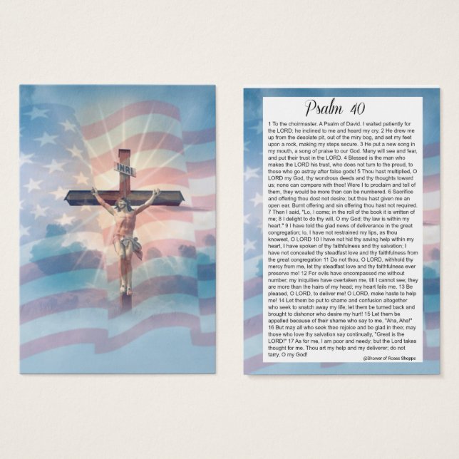 Psalm 40 Scripture Crucifix American Flag (Vorne & Hinten)