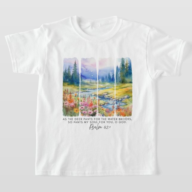 Psalm 42:1 Als die Pinselstriche der Hirschnatur T-Shirt (Ablage )