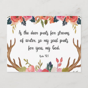Psalm 42:1, Floral Antlers Bible Verse Postkarte