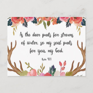 Psalm 42:1, Floral Antlers Bible Verse Postkarte