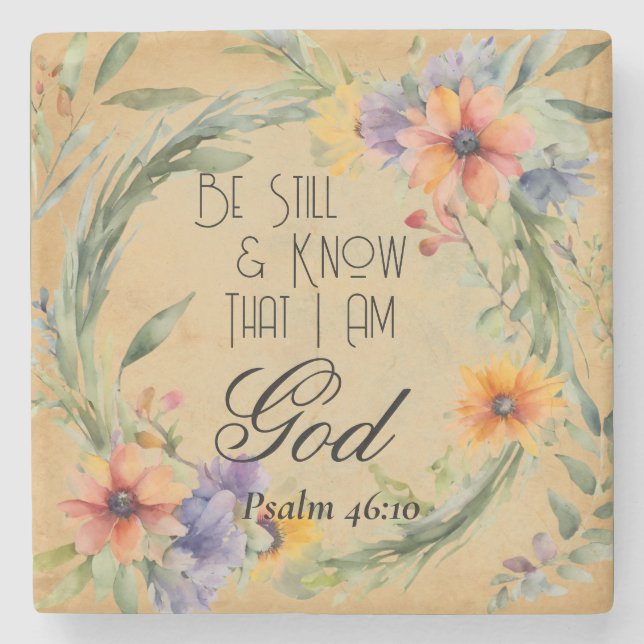 Psalm 46:10 Bibelverse Steinuntersetzer (Vorderseite)
