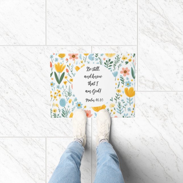 Psalm 46:10 Floral Doormat Fußmatte (Indoor)