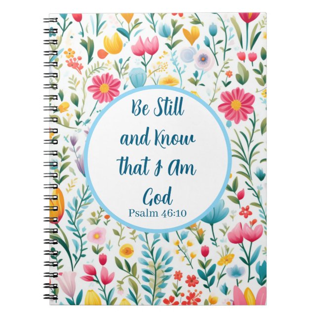 Psalm 46:10 Florales Spiral-Foto-Notizbuch Notizblock (Vorderseite)