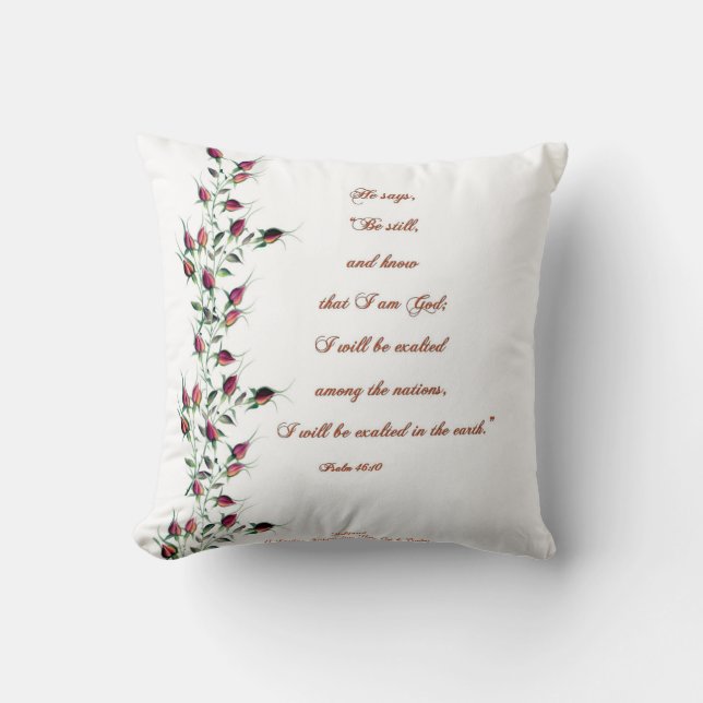 Psalm 46:10 Rote Rose Buds Pillow Kissen (Vorderseite)