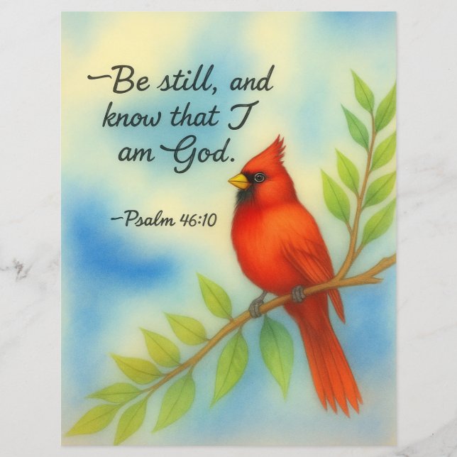 Psalm 46:10 Sei Still Roter Kardinal Schrift Natur (Vorderseite)