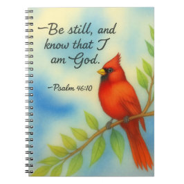Psalm 46:10 Sei still Roter Kardinal Schrift Natur Notizblock