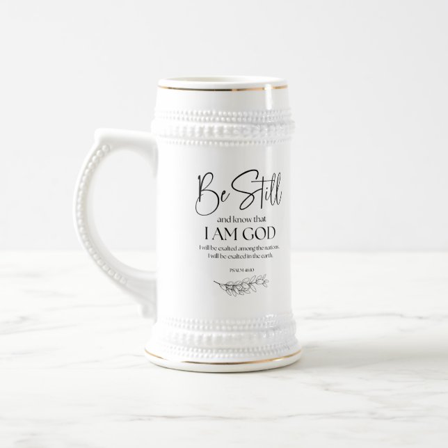 Psalm 46:10 Sei still und weißt, dass ich Gott bin Bierglas (Links)