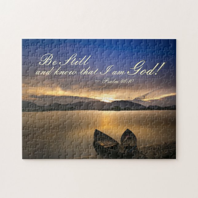Psalm 46:10 Seid still und wisst, dass ich die Bib Puzzle (Horizontal)