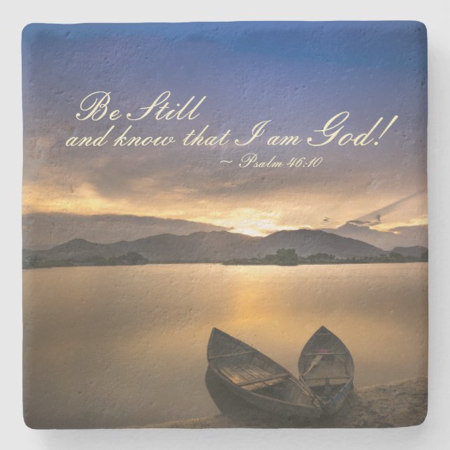 Psalm 46:10 Seid still und wisst, dass ich die Bib Steinuntersetzer (Vorderseite)