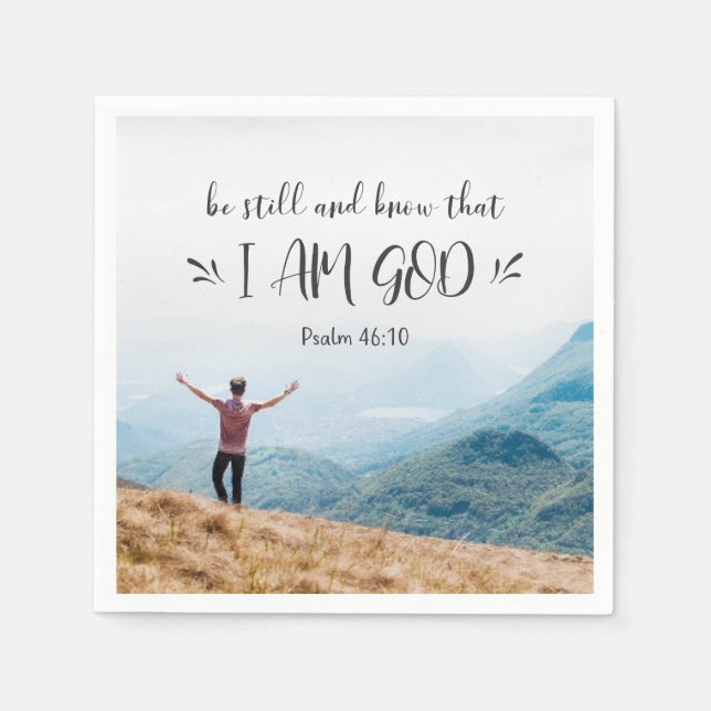 Psalm 46:10 Seid still und wisst, dass ich Gott bi Serviette (Vorderseite)