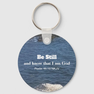 Psalm 46:10 Seien Sie noch Foto von Ocean Christli Schlüsselanhänger