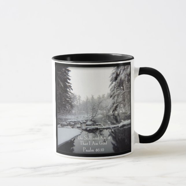 Psalm-46:10 - Winter-Szene Tasse (Rechts)