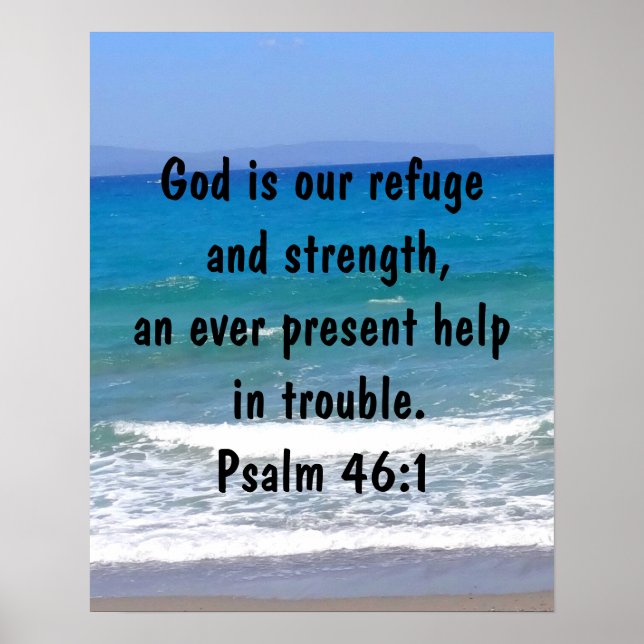Psalm 46:1 Bibel Verse Beach Poster (Vorne)