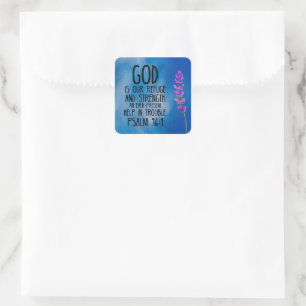 Psalm 46:1 Christliche Bibelvers-Kunst Quadratischer Aufkleber