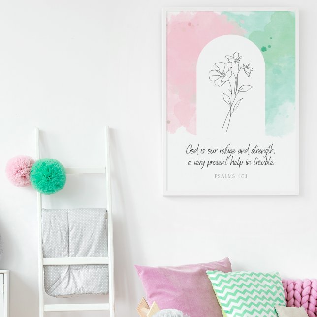Psalm 46:1 Gesteckte Blume Wall Art Poster (Von Creator hochgeladen)