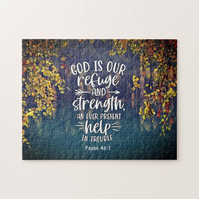 Psalm 46:1 Gott ist unsere Zuflucht und Stärke Puzzle (Horizontal)