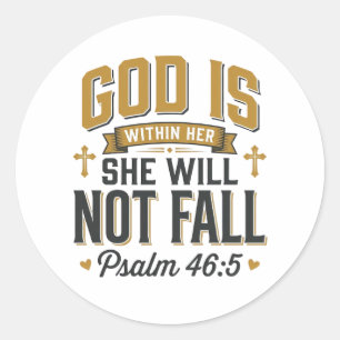 Psalm 46_5 Christliche Typografie Vektor Runder Aufkleber