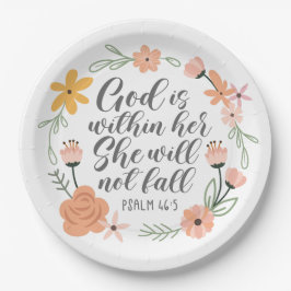 Psalm 46:5 Gott ist in ihr, sie wird nicht fallen Pappteller