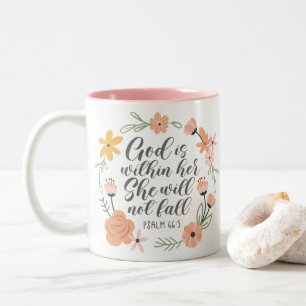 Psalm 46:5 Gott ist in ihr, sie wird nicht fallen Zweifarbige Tasse