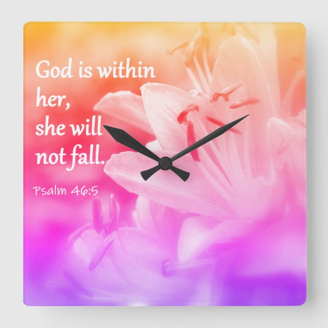 Psalm 46:5 quadratische wanduhr (Vorderseite)