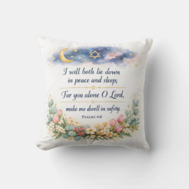Psalm 4:8 Bedroom Wall Art, Messianic Jewish Gift Kissen