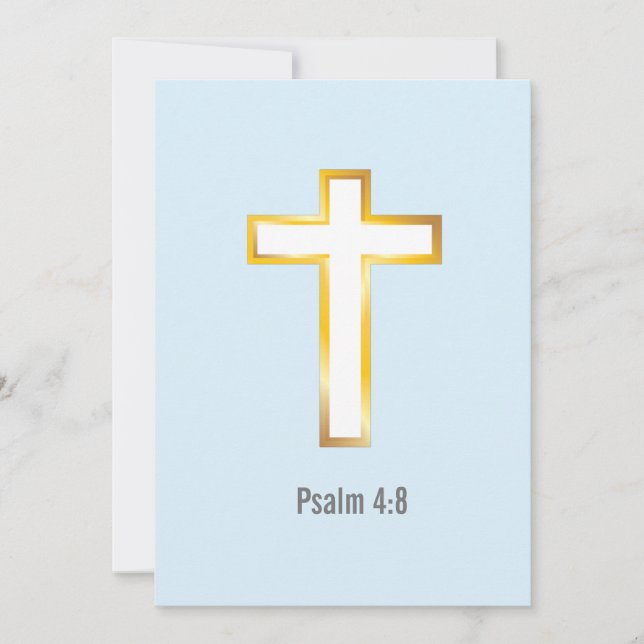 Psalm 4:8 Bibel Verse mit Cross Card Gold Foil (Vorderseite)