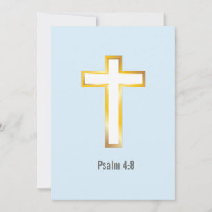 Psalm 4:8 Bibel Verse mit Cross Card Gold Foil