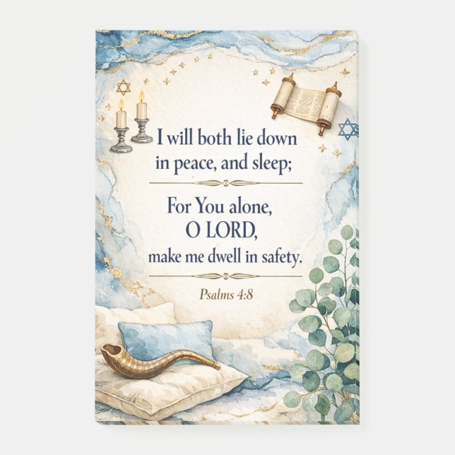 Psalm 4:8 - Ich werde mich hinlegen  Post-it Klebezettel (Vorderseite)