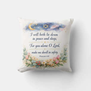 Psalm 4:8 Schlafzimmer-Wandkunst, messianisch-jüdi Kissen
