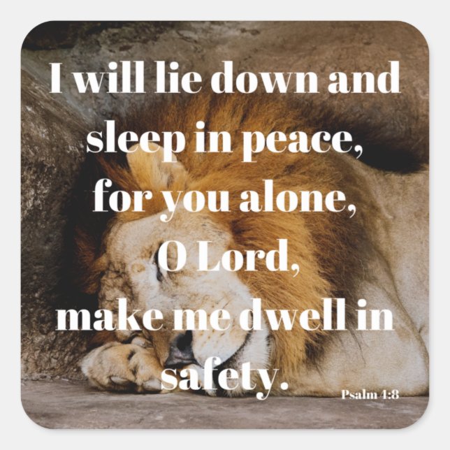 Psalm 4 Calming Bible Verse Quadratischer Aufkleber (Vorderseite)