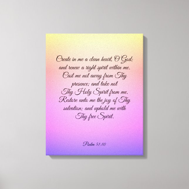 Psalm 51:10-12 Canvas Print Leinwanddruck (Vorderseite)