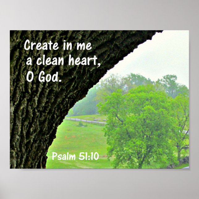 Psalm 51:10 Erstelle in mir ein sauberes Herz Poster (Vorne)