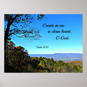 Psalm 51:10 Erstelle mir ein sauberes Herz. Poster