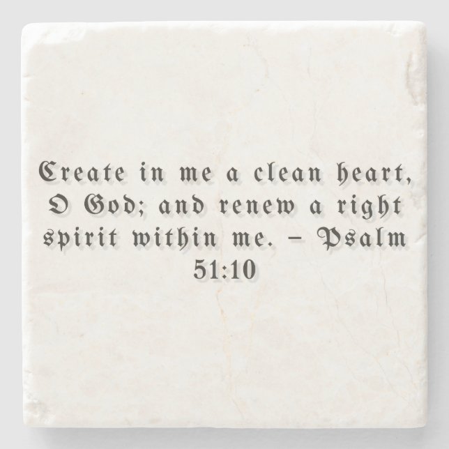 Psalm 51:10 Geschenkuntersetzer Steinuntersetzer (Vorderseite)